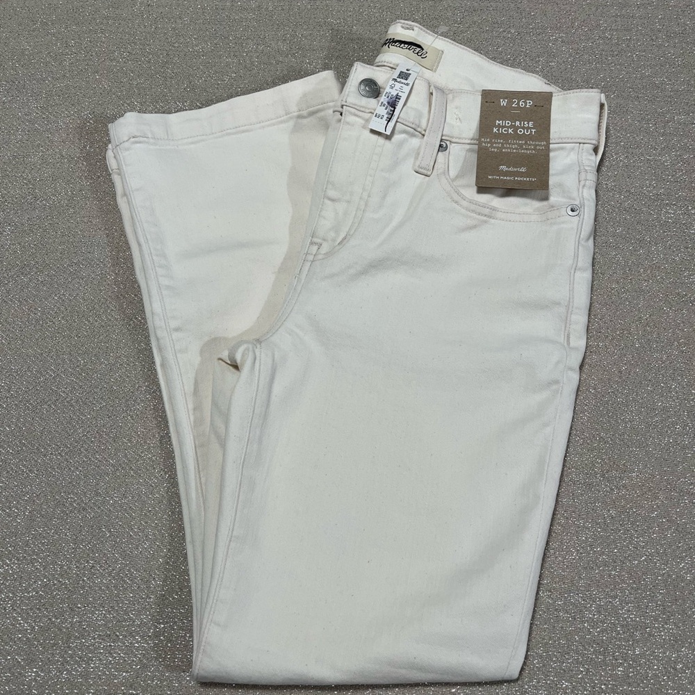 NWT Madewell Petite Mid-Rise Kick Out, Vintage Canvas, size 26 petite, 26P $148 - Picture 7 of 8